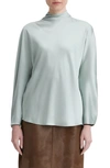 Vince Draped Funnel Neck Silk Top In Green
