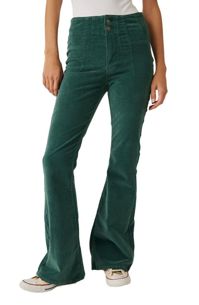 Free People Jayde Seamed Corduroy Flare Pants In Green