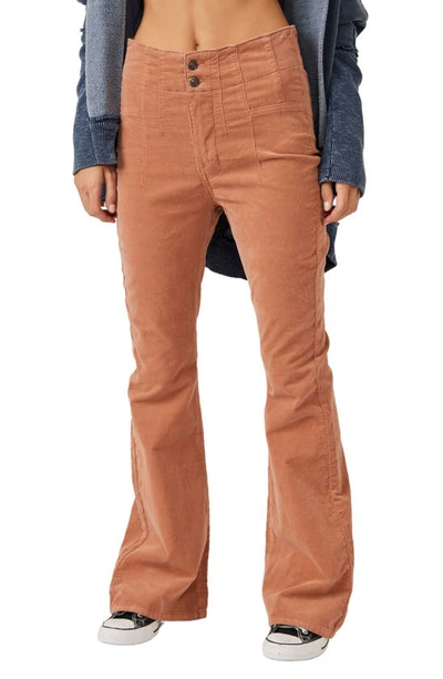 Free People Jayde Seamed Corduroy Flare Trousers In Sunburn