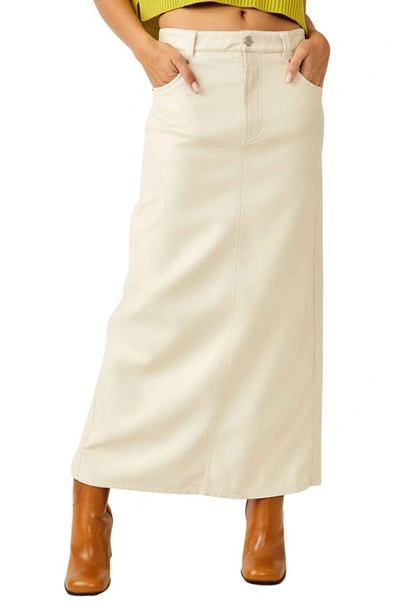 Free People City Slicker Faux Leather Maxi Skirt In White