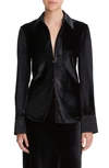 Vince Bias Cut Satin Blouse In Black