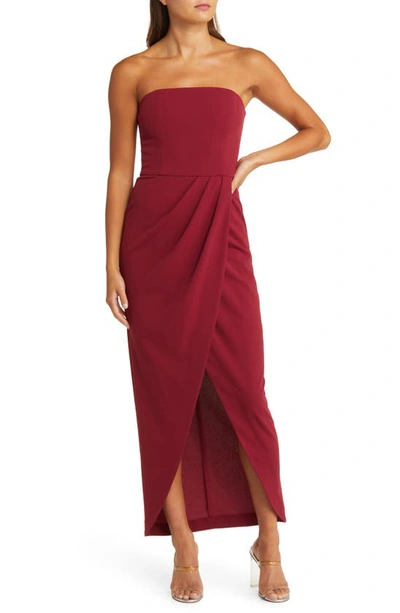 Wayf The Angelique Strapless Tulip Gown In Burgundy
