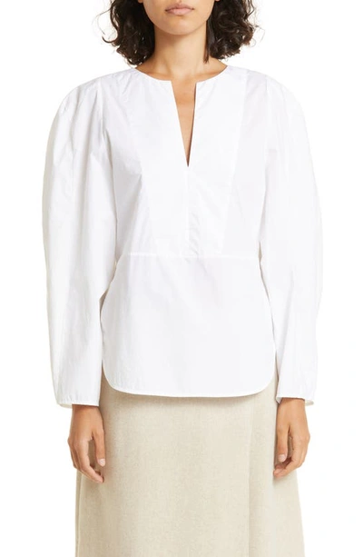 By Malene Birger Emely Puff Sleeve Organic Cotton Blouse In Pure White