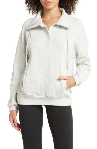 Zella Cozy Half Zip Pullover Sweatshirt In Ivory Dove Heather