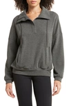Zella Cozy Half Zip Pullover Sweatshirt In Grey Forged