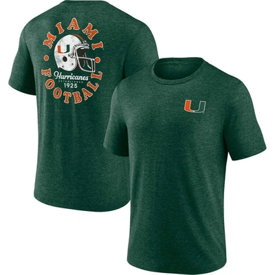 Fanatics Branded Heather Green Miami Hurricanes Old-school Bold Tri-blend T-shirt