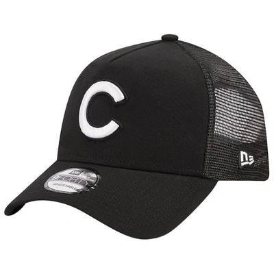 New Era Black Chicago Cubs A-frame 9forty Trucker Adjustable Hat