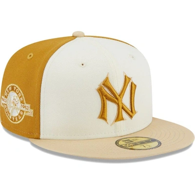New Era Men's  Cream, Gold New York Yankees Chrome Anniversary 59fifty Fitted Hat In Cream,gold