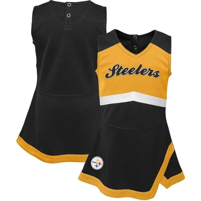 Outerstuff Babies' Girls Infant Black Pittsburgh Steelers Cheer Captain Jumper Dress