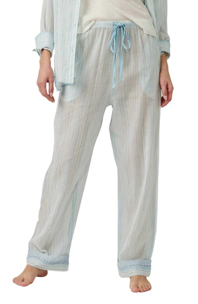 Free People Sleep Mode Cotton Pajama Pants In Blue Combo