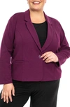 Nina Leonard One Button Notch Lapel Crop Blazer In Crisp Berry