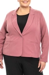 Nina Leonard One Button Notch Lapel Crop Blazer In Mauve Mist