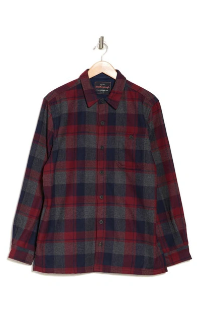 Weatherproof Vintage Plaid Flannel Fleece Lined Shirt Jacket In Red Dahlia