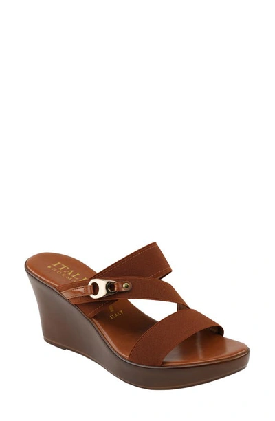 Italian Shoemakers Koda Wedge Slide Sandal In Tobacco