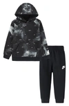Nike Kids' Swoosh Fleece Set In Black/ White