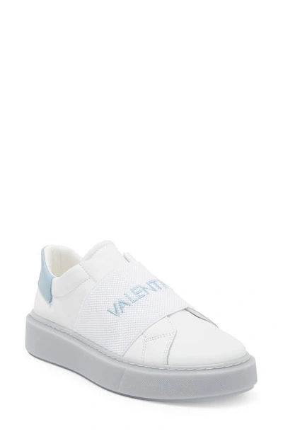 Valentino By Mario Valentino Incas Banded Leather Sneaker In White Sky