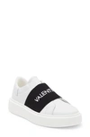 Valentino By Mario Valentino Incas Banded Leather Sneaker In White Black