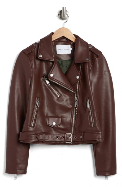 Rebecca Minkoff Faux Leather Moto Jacket In Brown