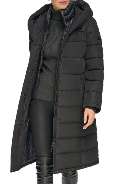 Long Puffer Dkny Hooded Puffer Coat Dkny Water Resistant Hooded