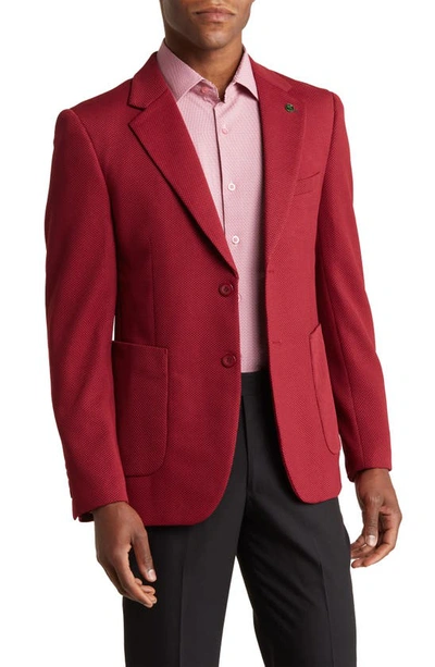 Tom Baine Performance Two-button Waffle Sport Coat In Burgundy
