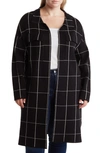 By Design Lola Notch Collar Tunic Cardigan In Grid Black/white