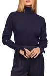 Ramy Brook Walt Turtle Neck Long Lace-up Sleeve Top In Navy