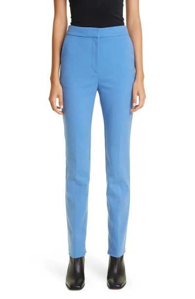 Derek Lam 10 Crosby Malika Side Slit Cotton Blend Pants In Light Blue