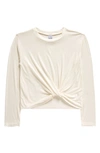 Nordstrom Kids' Twist Front Long Sleeve T-shirt In Ivory Pristine