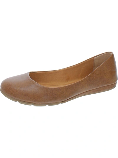 Sun + Stone Eliana Womens Microfiber Almond Toe Ballet Flats In Brown