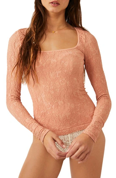 Free People Have It All Square Neck Knit Top In Smoke Rose