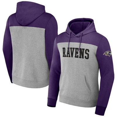 Nfl X Darius Rucker Collection By Fanatics Heather Gray Baltimore Ravens Color Blocked Pullover Hood