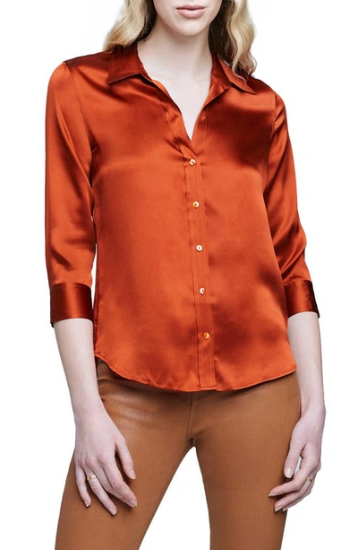 L Agence Dani Silk Charmeuse Blouse In Clay