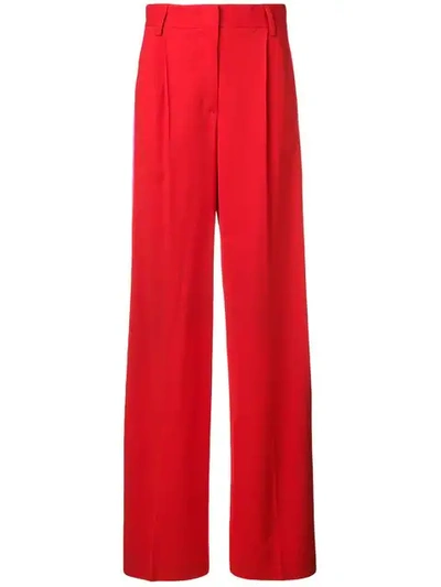 Msgm Side Stripe Wide-leg Trousers In Red