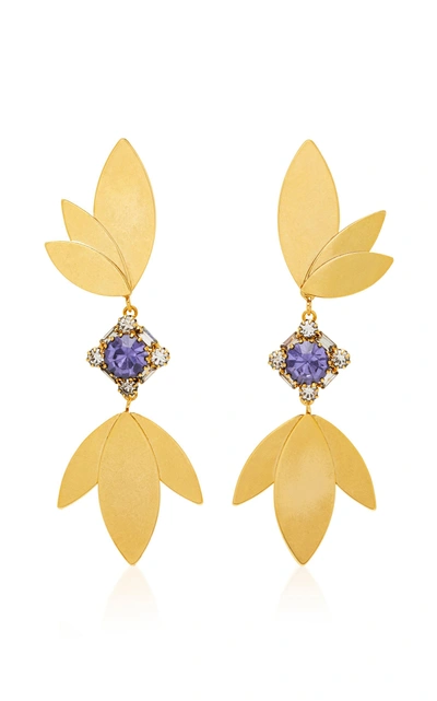 Nicole Romano Fanned Lotus 18k Gold-plated Crystal Earrings