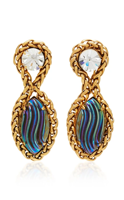 Nicole Romano Palmer 18k Gold Plated Chain And Glass Earrings In Multi