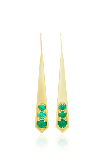 Ila Livia 14k Gold Emerald Earrings In Green