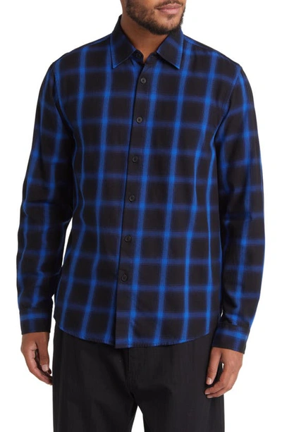 Wax London Trin Berkley Check Button-up Shirt In Bright Blue/ Black