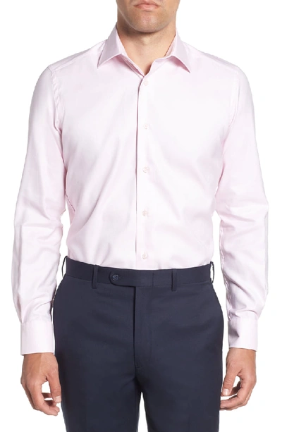 David Donahue Men's Regular-fit Micro-basketweave Dress Shirt In Pink
