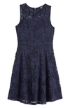 Zunie Kids' Lace Fit & Flare Dress In Navy