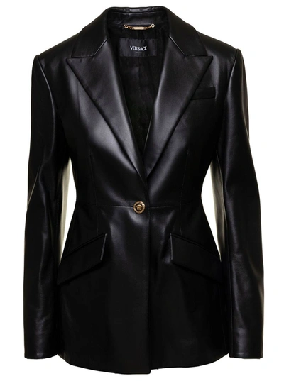 Versace Blazer Pelle In Black