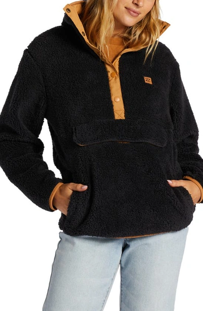 Billabong Switchback Textured Fleece Pullover In Black Sands