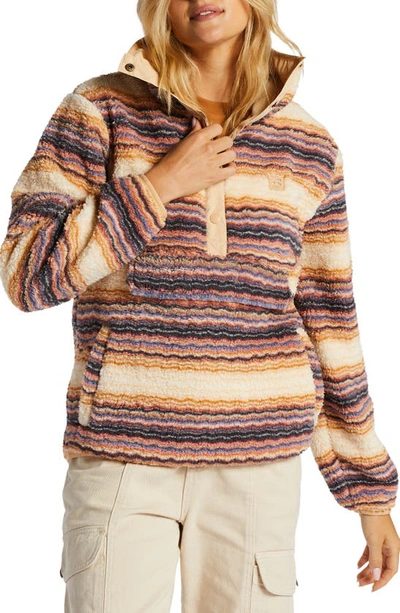 Billabong Switchback Textured Fleece Pullover In Oat