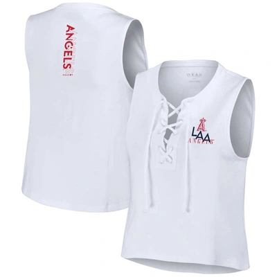 Wear By Erin Andrews White Los Angeles Angels Lace-up Tank Top