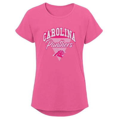 Outerstuff Kids' Girls Youth Pink Carolina Trouserhers Playtime Dolman T-shirt
