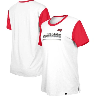 New Era White/red Tampa Bay Buccaneers Third Down Colorblock T-shirt
