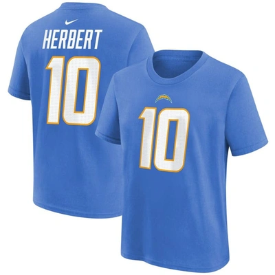 Nike Kids' Big Boys  Justin Herbert Powder Blue Los Angeles Chargers Player Name And Number T-shirt