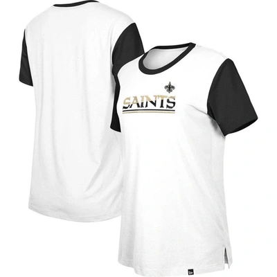 New Era White/black New Orleans Saints Third Down Colorblock T-shirt