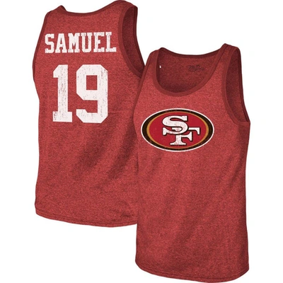 Majestic Men's  Threads Deebo Samuel Scarlet San Francisco 49ers Player Name And Number Tri-blend Tan
