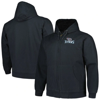 Dunbrooke Navy Tennessee Titans Big & Tall Dakota Canvas Hoodie Full-zip Jacket