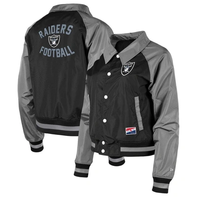 New Era Black Las Vegas Raiders Coaches Raglan Full-snap Jacket